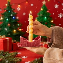 HomeDM Candle Holders Ornaments Bowknot Candlestick Holders for Christmas Wedding Table Centerpiece Ceramic Christmas Candle Holders Red