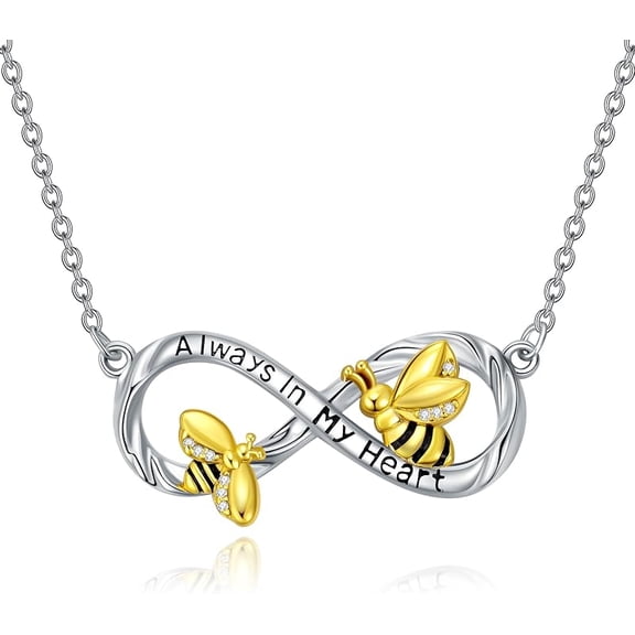 SOULMEET Bee Necklace for Women S925 Sterling Silver Bee Pendant Necklace Mother's Day Valentine's Day Christmas Jewelry Gifts for Mother Wife