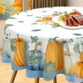 thumbnail image 2 of Fall Tablecloth 70"x70" Round, Orange Blue White Pumpkin Fall Harvest Tablecloths Decor,Water Resistant Autumn Thanksgiving Table Cover for Home Dinner Party Picnic, 2 of 6