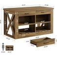 thumbnail image 2 of Fimind 55" Farmhouse Kitchen Island with Storage and Seating, Wooden Stationary Bar Table with 2 Drawers & Open Shelf for Dining Room, Brown, 2 of 7