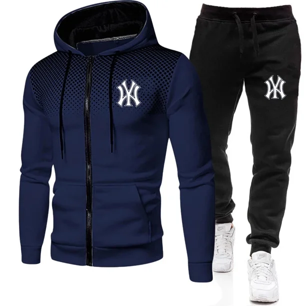 Chándales de moda para hombre, sudaderas con capucha, traje de otoño e invierno, suéter con capucha y pantalones deportivos para hombre, conjunto de dos piezas, ropa para correr para hombre