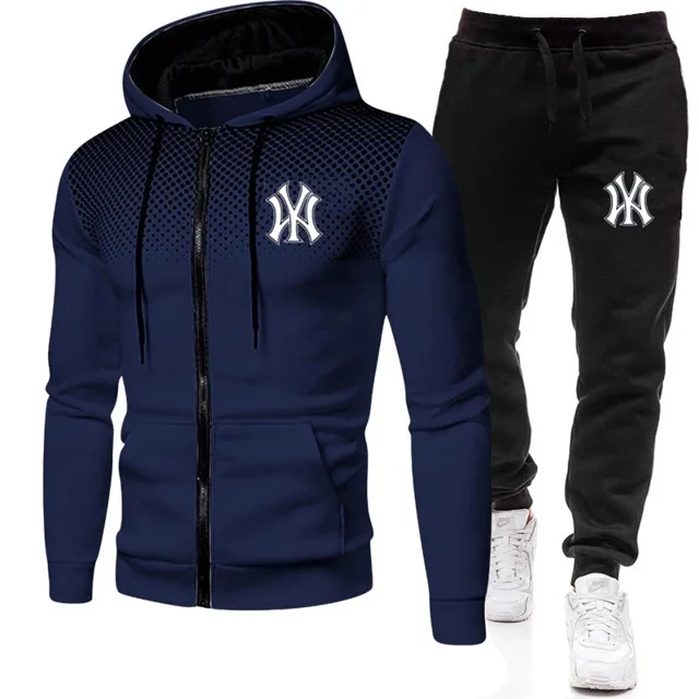 Chándales de moda para hombre, sudaderas con capucha, traje de otoño e invierno, suéter con capucha y pantalones deportivos para hombre, conjunto de dos piezas, ropa para correr para hombre