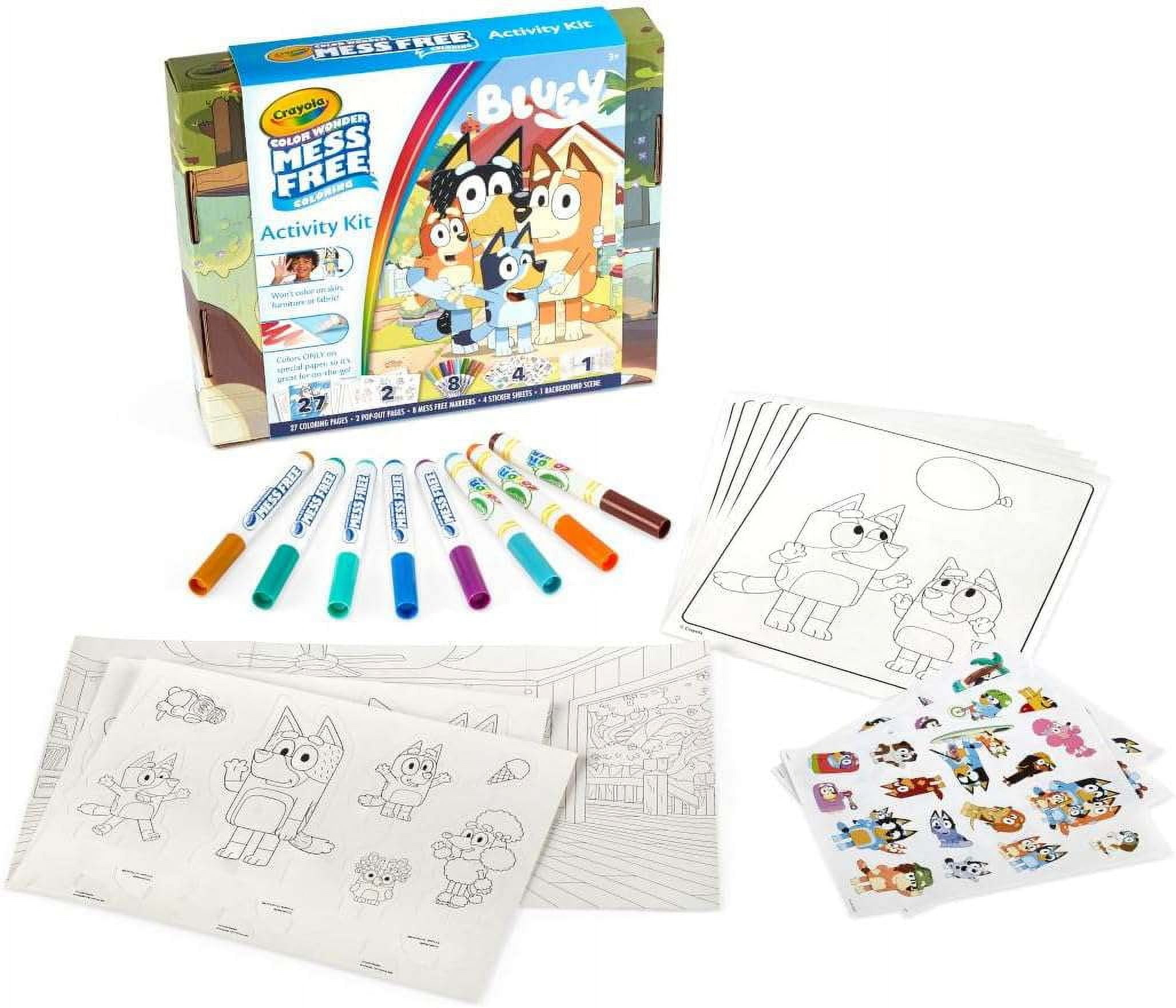 Crayola Color Wonder Bluey Activity Kit, 27 Mess Free Coloring Pgs, 8 Markers, Stickers, Arts & Crafts, Creative Gifts for Toddlers, 3+