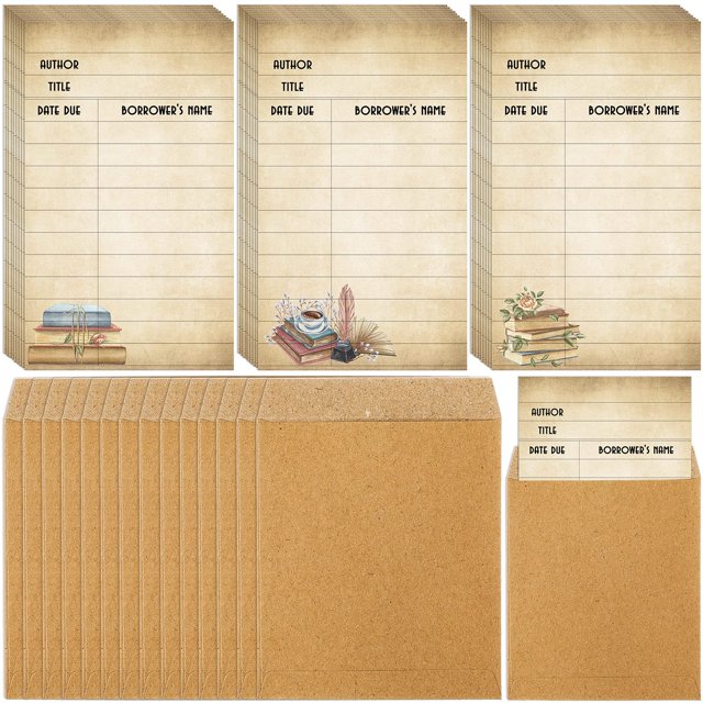 Envelope Roowest, paquete de 120 bolsillos autoadhesivos para libros de biblioteca, 9 x 12 cm