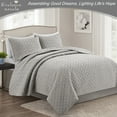 Exclusivo Mezcla 3Piece Queen Quilt Set, Light Gray, Weave Pattern