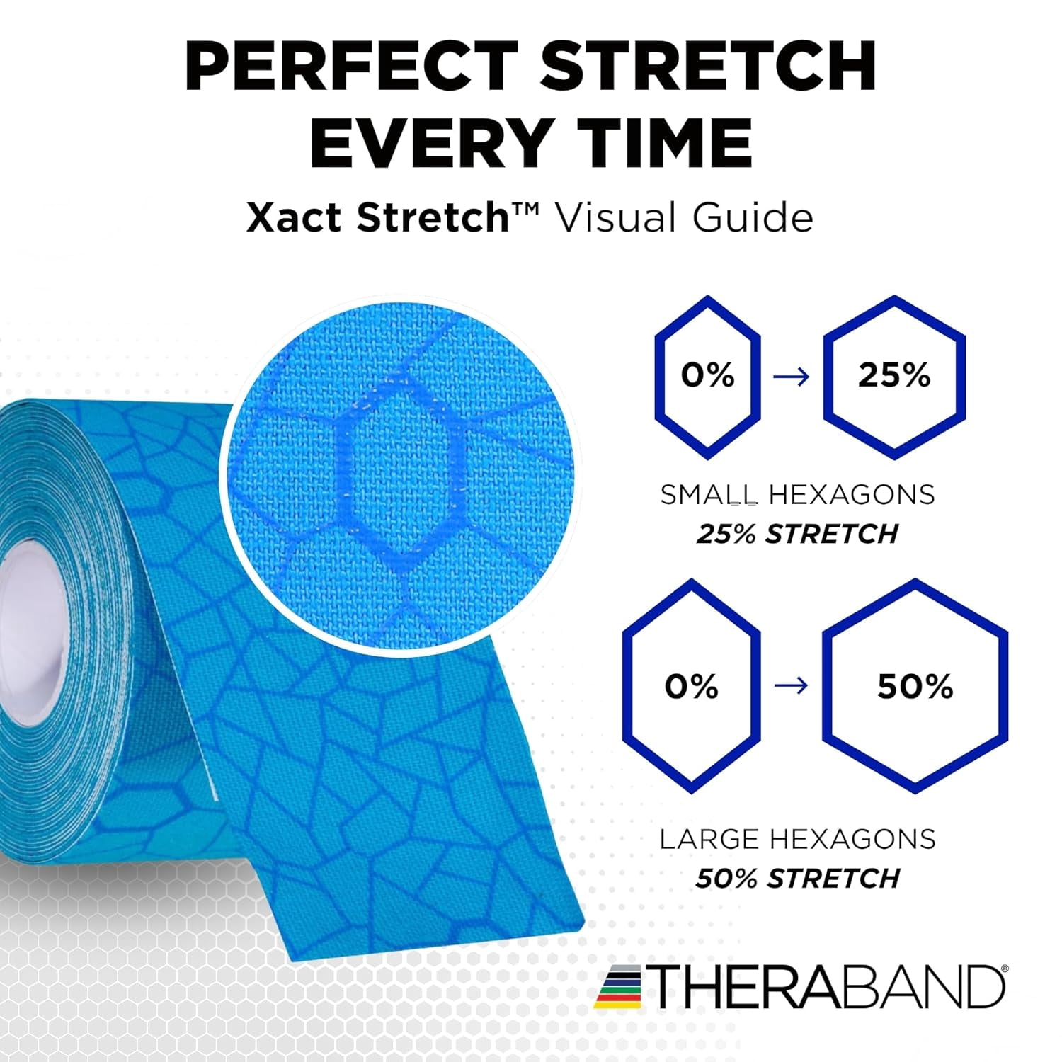 THERABAND Kinesiology Tape,Blue/Blue, 6 Rolls, with XactStretch Indicators, Long-Lasting Athletic Support for Shoulder & Knee, Latex-Free Sports Tape, Water Resistant, Cut-to-Length