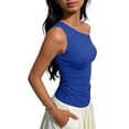thumbnail image 4 of StSilkitty Womens One Shoulder Shirts Summer Solid Color Sleeveless Blouses Lightweight Soft Comfy Tops, 4 of 6