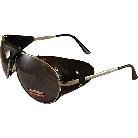Global Vision Aviator 3 Motorcycle Sunglasses Silver Frames Smoke