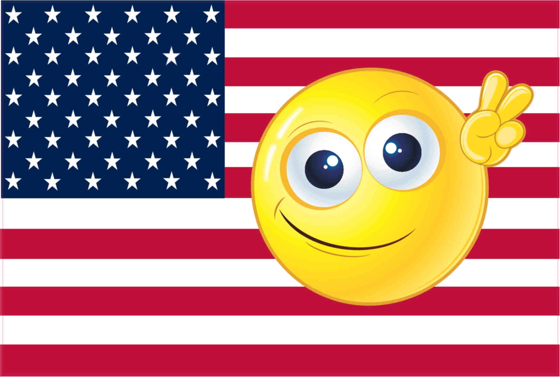 6in X 4in Emoji American Flag Sticker Vinyl Car Patriotic Decal