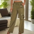 thumbnail image 4 of Inleife Womens Cargo Pants Clearance Fashion Women Comfortable Casual Put Together Pocket Button Frock Solid Color Full Length Pants, 4 of 5