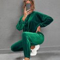 thumbnail image 7 of Lindreshi Womens Plus Size Pajama Sets Clearance Women's Casual Cutumn and Winter Solid Color Pullover Hooded Long Sleeve Shirt+Trousers Suit, 7 of 7