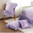 thumbnail image 4 of Btargot 6-piece Purple Bows Comforter Set Full Ruffle Princess Style Bedding Set Bed in a Bag, 4 of 13