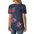 thumbnail image 4 of Gyedtr Tops For Women Plus Size Tops For Women Women'S New Short Sleeve Round Neck Pullover Chest Pleated Casual Print Women Tops On18XL, 4 of 6