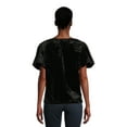 thumbnail image 3 of Time and Tru Women's Crushed Velvet Top with Short Sleeves, Sizes XS-XXXL, 3 of 5