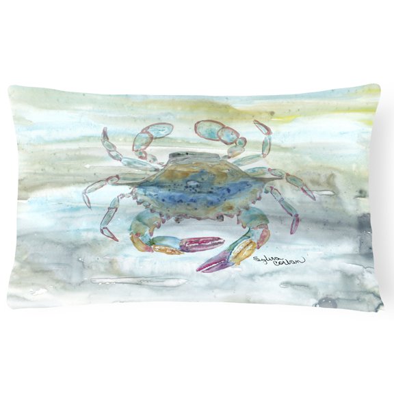 Female Blue Crab Watercolor Canvas Fabric Decorative Pillow