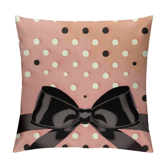 Qinduosi Happy Halloween Pillow Covers Orange Pink White Polka Dots Pumpkin Home Decor Black Bowknot Cute Throw Pillows Holiday Party Outdoor Cushion Case for Home Sofa White