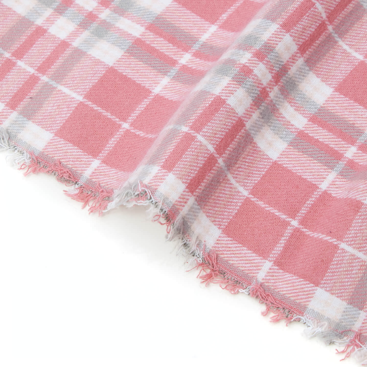 Flannel Brushed Hypoallergenic Cotton Tartan Plaid Geometric #18 Yarn Dyed Fabric By The Yard To Sew Apparel, Accessories, & Décor - Pink / White (5 Yards)