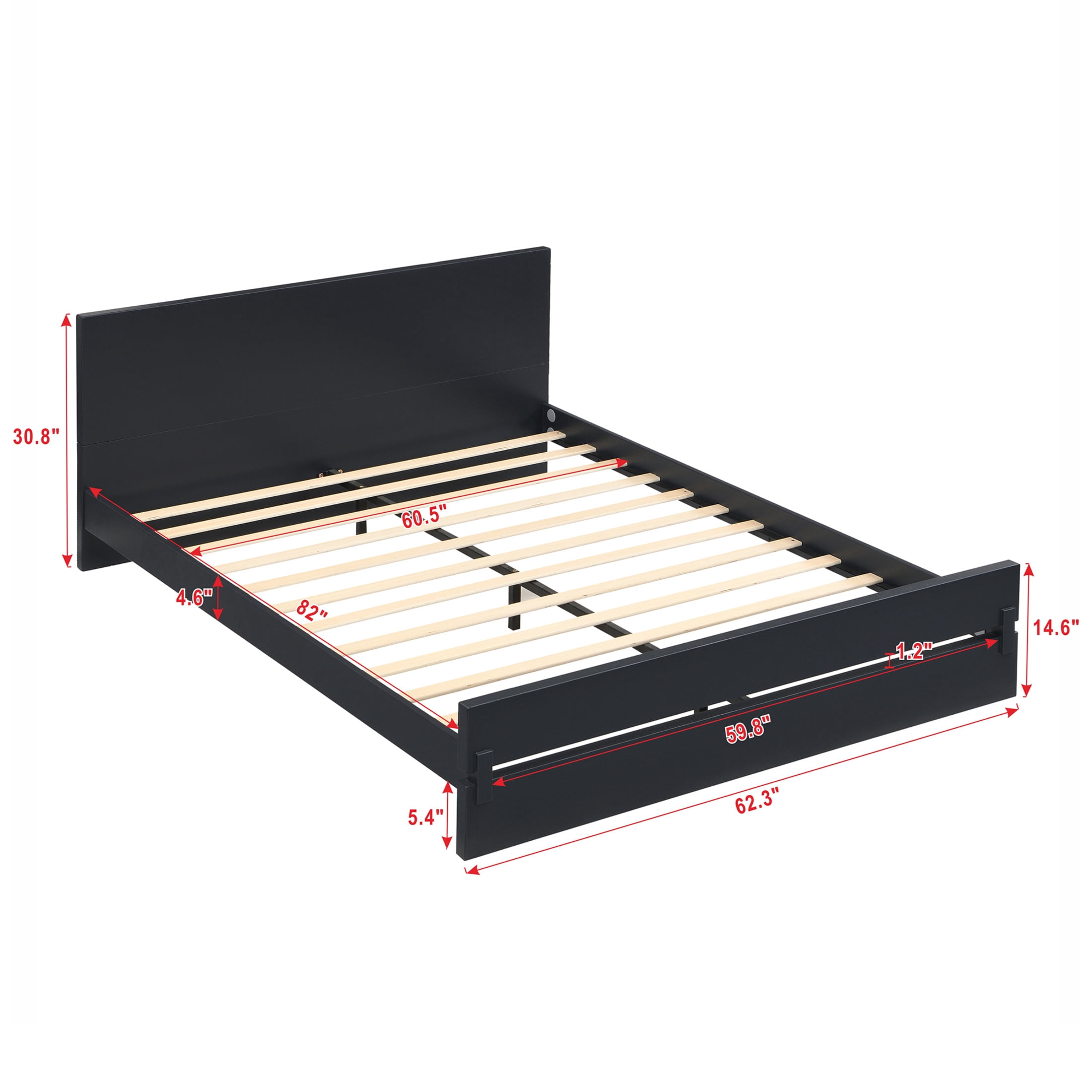 Christopher Knight Home Queen Size Solid Bamboo Platform Bed Frame, Minimalist Design, Black