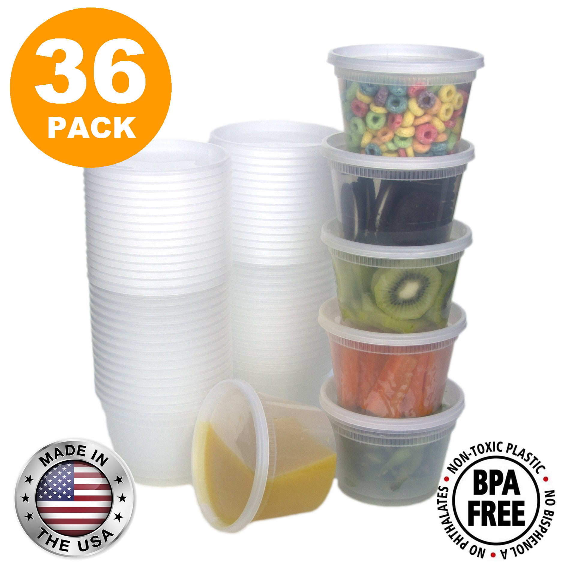 Takeaway Round Food Containers with Lids Clear Plastic Microwave Safe Deli Pots