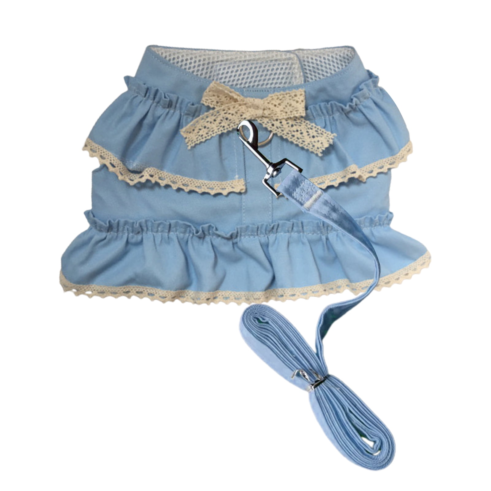 Pleated Edge Pet Leash Bow Tie, Puff Sleeve, Lace Hemming Medium Large Lead Leashes for