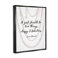 thumbnail image 2 of Stupell Industries Classy and Fabulous Fashion Quote with Pearls Jet Black Framed Floating Canvas Wall Art, 24x30, by Amanda Greenwood, 2 of 6