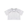 thumbnail image 3 of Sinleey Kids Girls Boys Shiny Sparkle T-Shirts Dance Crop Top Short Sleeve Cropped Tees Dance Silver 180, 3 of 7