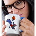 thumbnail image 2 of 3drose, Funny Cute T-rex Dinosaur Playing Basketball Slam Dunk Cartoon, 15oz Two-tone Blue Mug, 2 of 6