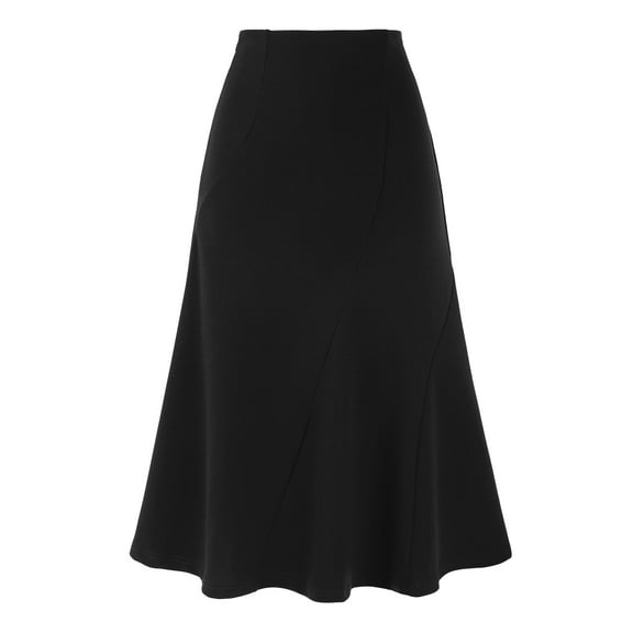 DARING DIVA Women's High Waisted Business Casual Fishtail Midi Skirt XS Black