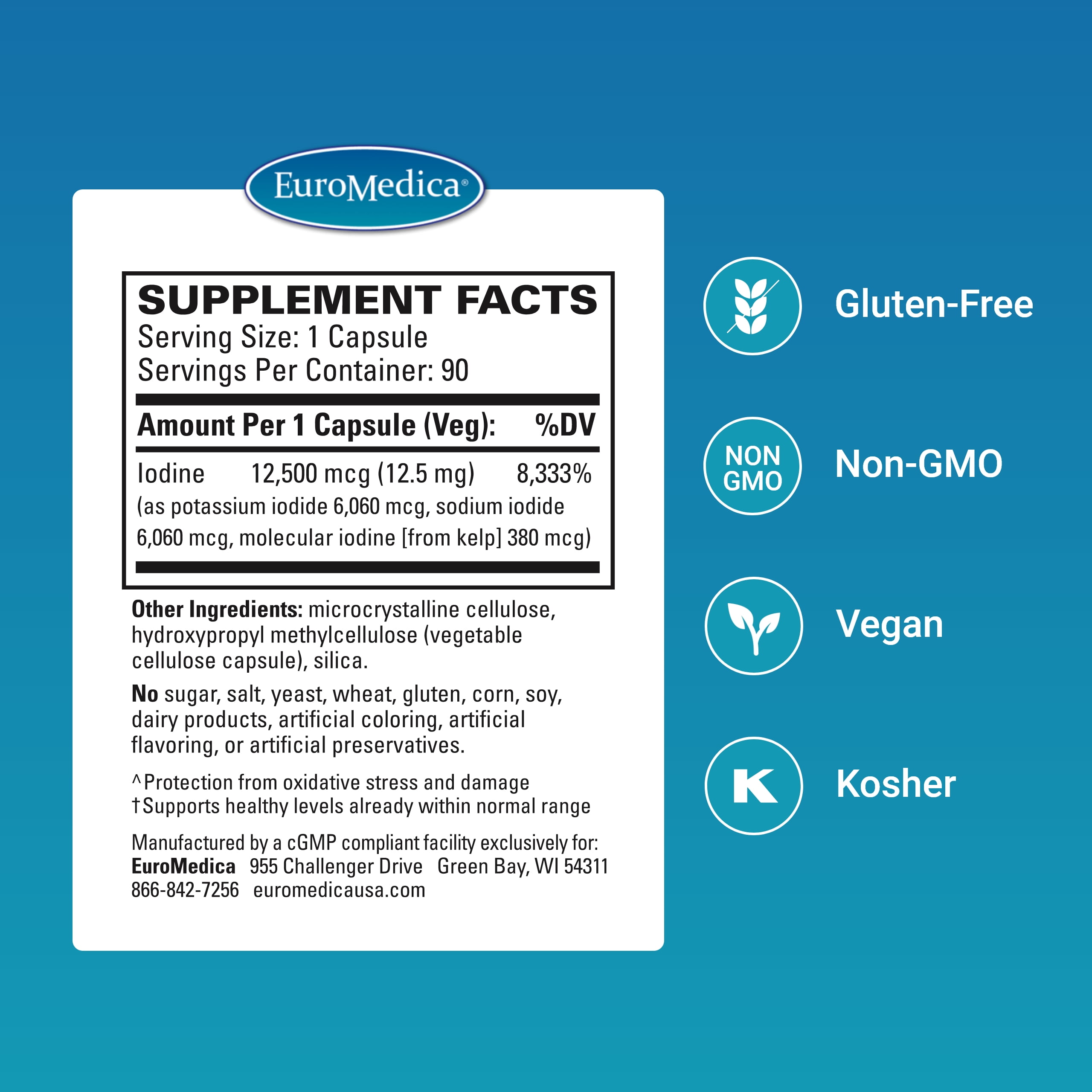EuroMedica Tri-Iodine - 12.5mg, 90 Capsules