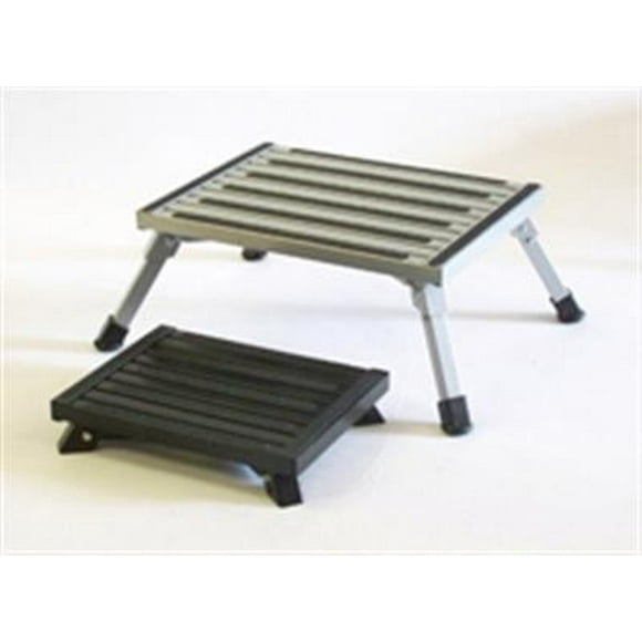 Safety Step Step Stool F-08C-S One Step With Non-Slip Strips And Rubber Leg Tips; Foldable; 1000 Pound Capacity; Silver; Aluminum; Large