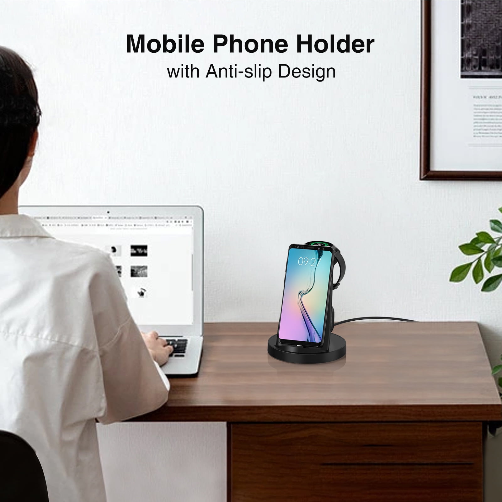 Suitable for Apple Samsung mobile phone headset wireless charging stand three-in-one desktop vertical fast charging wireless charging base,W-05 Samsung model,TYPE-C-QC3.0