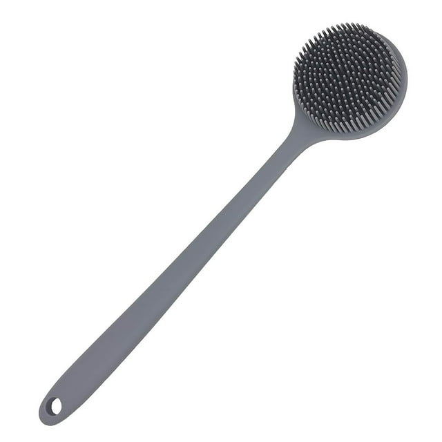 Cepillo para el cuerpo del baño de la ducha con depurador de espalda de silicona suave con mango largo, sin BPA, hipoalergénico, ecológico Adepaton WRQX-439-2