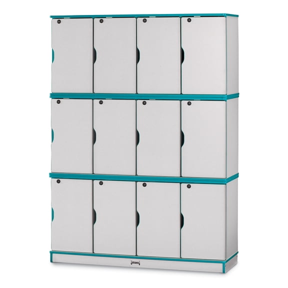 Stacking Lockable Lockers - Triple Stack - Teal