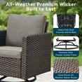 thumbnail image 5 of Unnifurnzi Patio Swivel Chairs-360 Degree Outdoor Swivel Glider Chair Set of 2 with High Back and Thickened Cushions for Deck Porch Garden Backyard-Brown/Gray, 5 of 7