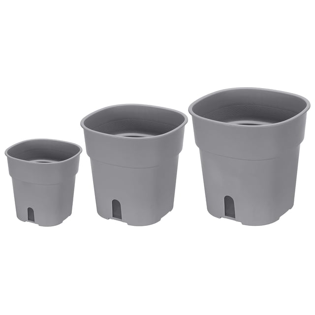 Unique Bargains S/M/L Plastic Plant Pots Flower Planters with Water Indicator Removable Base, Dark Grey 3 Pack