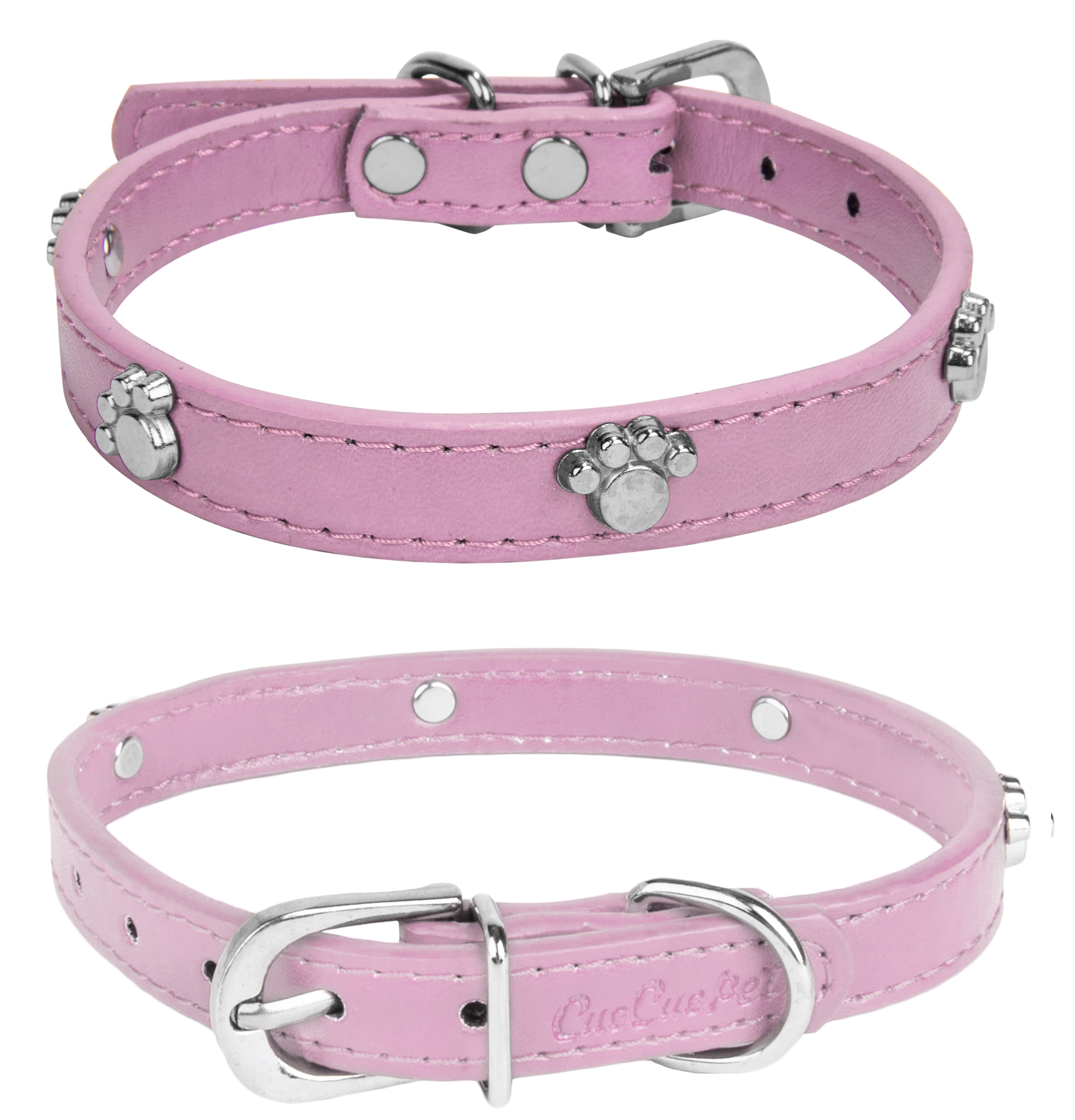 2 Pack of Classic Pet Comfy Adjustable Paw Dog Collar