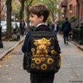 thumbnail image 6 of FUIALDOLG Multi-Pocket Backpack for Daily Use School, 600D Polyester Waterproof Kids Backpacks, Highland Cow Sunflower Pattern, 6 of 9