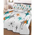thumbnail image 2 of Quilts Twin Size, Boho Middle Century Soft Comforter Bedding Set for Bed, Retro Orange Teal Grey Star Rhombus Lightweight Quilted Bedspread with Pillow Cover(2 Pieces) for All Season, 68x86 Inch, 2 of 6