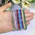 thumbnail image 2 of Xiao Hua Pulsera de cuentas hecha a mano, adecuada tanto para hombres como para mujeres, pulsera ajustable sencilla y asequible con circonitas rectangulares de 2,5 x 5 (azul), 2 of 5