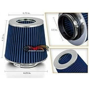 BLUE 3.5" 89mm Inlet Cold Air Intake Cone Replacement Quality Dry Air Filter