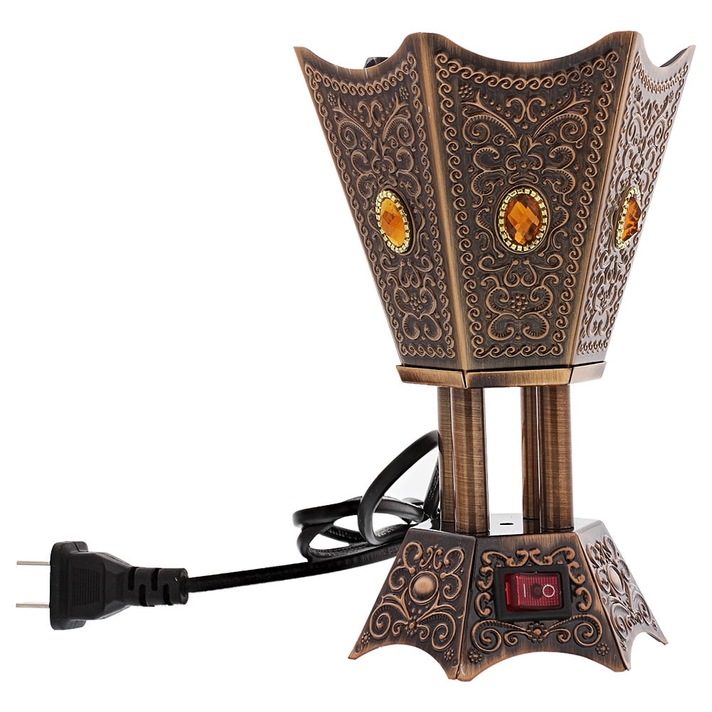 Hexagonal Electric Incense Burner Floral Design Copper Finish with