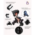 thumbnail image 5 of KRIDDO 7-in-1 Tricycle Stroller for Toddlers 18 Months to 5 Years, Adjustable Push Handle, Rotatable Seat, Cup Holder and Retractable Canopy, Folding Baby Trike w/Detachable Guardrail, Footrest, GY, 5 of 5