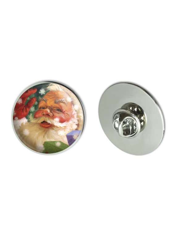 Christmas Holiday Hello Santa Claus Metal 1.1" Tie Tack Hat Lapel Pin Pinback