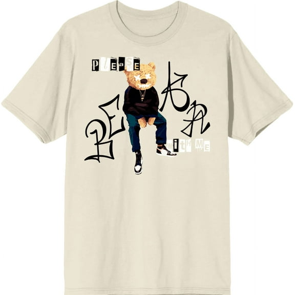 Please Bear With Me Adult Natural Crew Neck Short Sleee Tee-Small