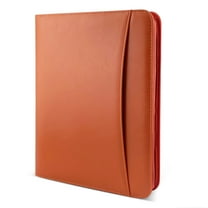 Irfora Stylish Brown Zippered Padfolio, PU Leather Portfolio Organizer for Men and Women