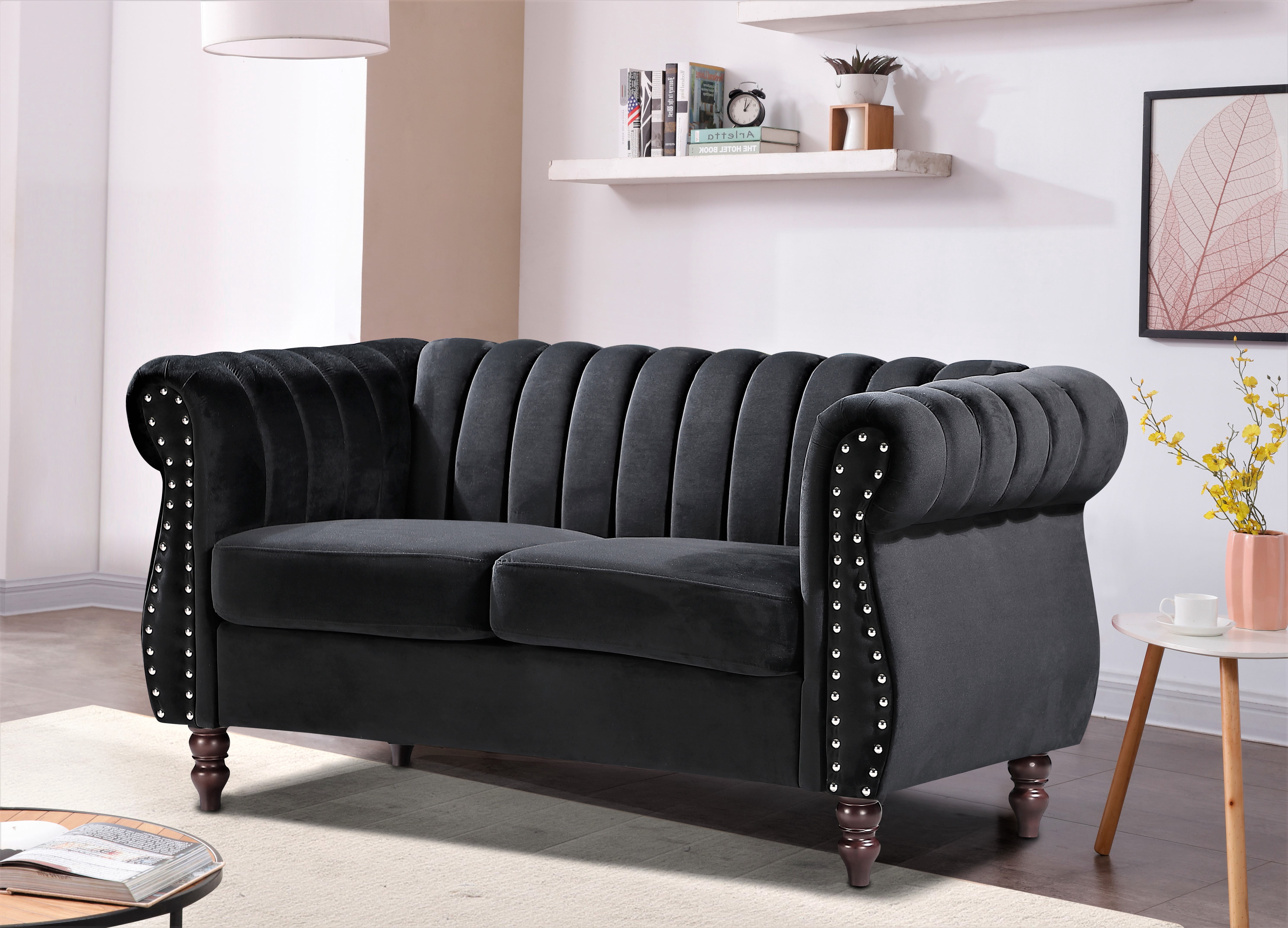 Adibah Velvet Chesterfield 2 Pieces Living Room Set