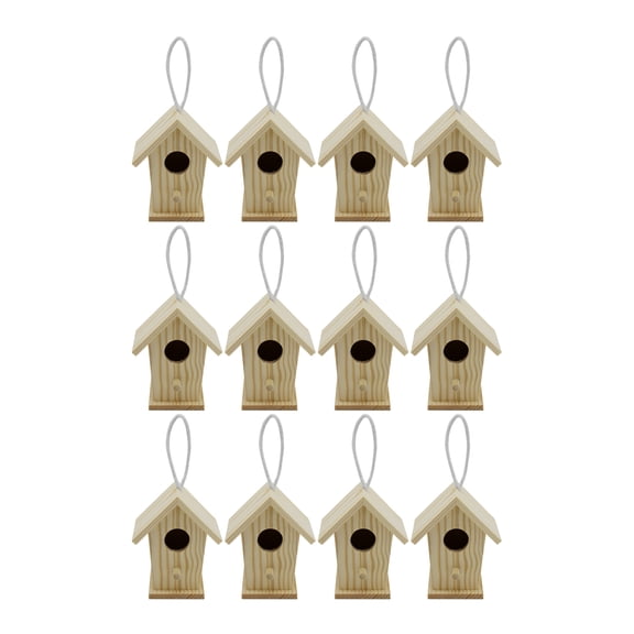 Creative Hobbies 12 Pack of Mini Wooden Bird Houses to Paint, Unfinished DIY Design Your Own Great for Crafts, Weddings, Bible Camp and More!