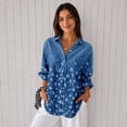 thumbnail image 4 of Nyfairy Plus Size Women's Floral Embossed Print Long Sleeve Button Down Casual Shirt, 4 of 5