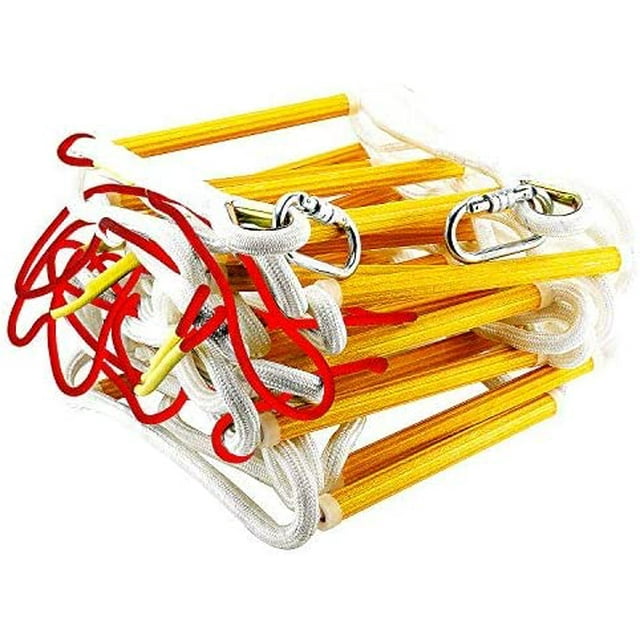 ISOP Rope Ladder Fire Escape 3-4 Story Homes | Rapid Deployment Safety Rope Ladder | Rescue Rope Ladder with Safety Cord | Climbing Ladder 10m / 32 ft