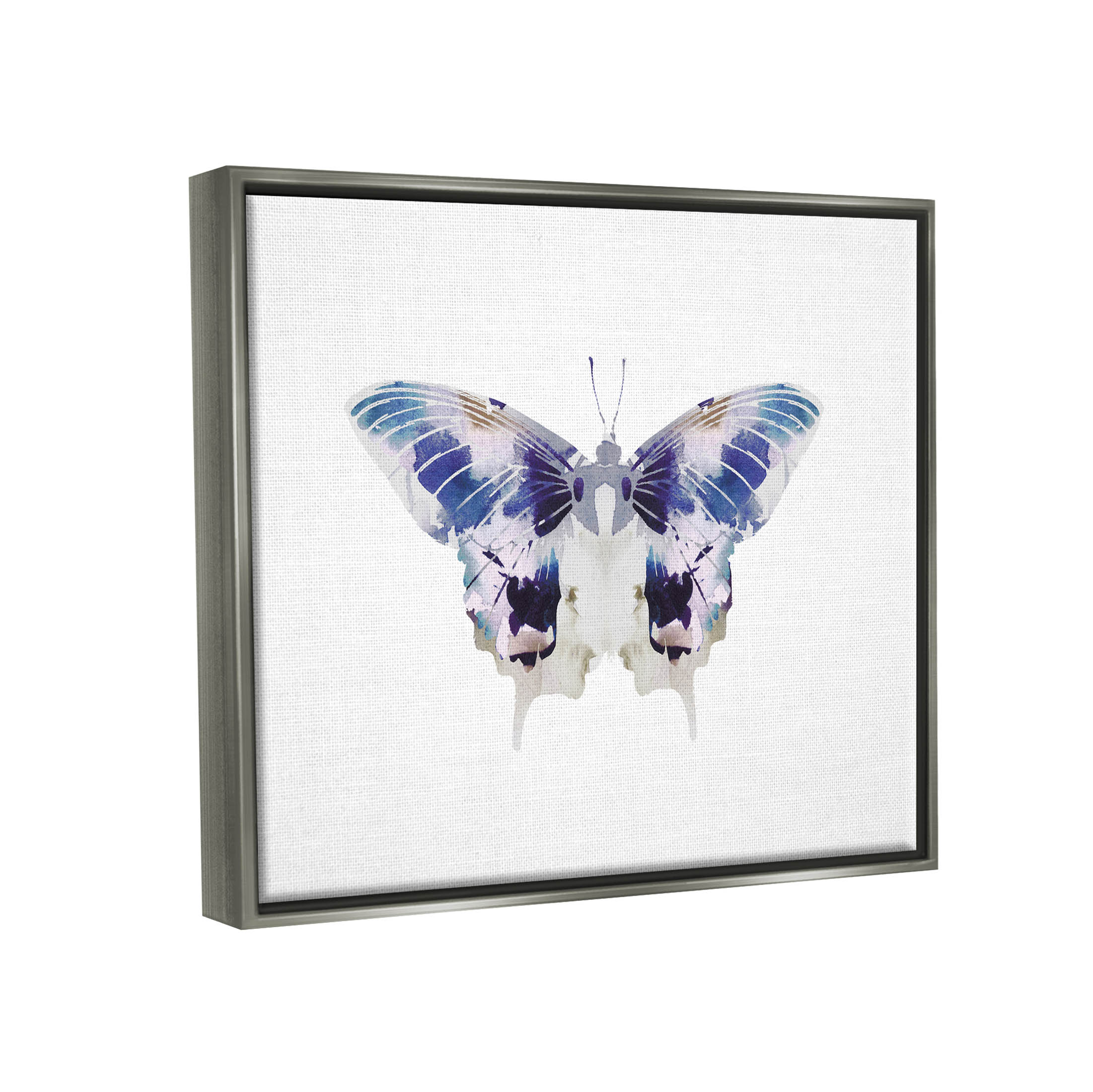 Stupell Industries Vivid Purple Butterfly Insect Graphic Art Luster Gray Floating Framed Canvas Print Wall Art, Design by Leah Straatsma